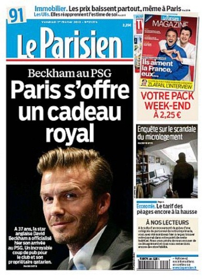 Tuy nhiên không phải ai cũng có phản ứng tiêu cực. Le Parisien (“Người Paris”) đã coi chữ ký của Beckham “Đưa PSG lên một tầm cao mới”. Tờ này cho rằng Beckham dù không thi đấu nhiều nhưng sẽ khiến dư luận chú ý tới Ligue 1 nhiều hơn và thậm chí PSG sẽ thu hút thị trường châu Á vốn không phải là “mỏ vàng” của các CLB Pháp.